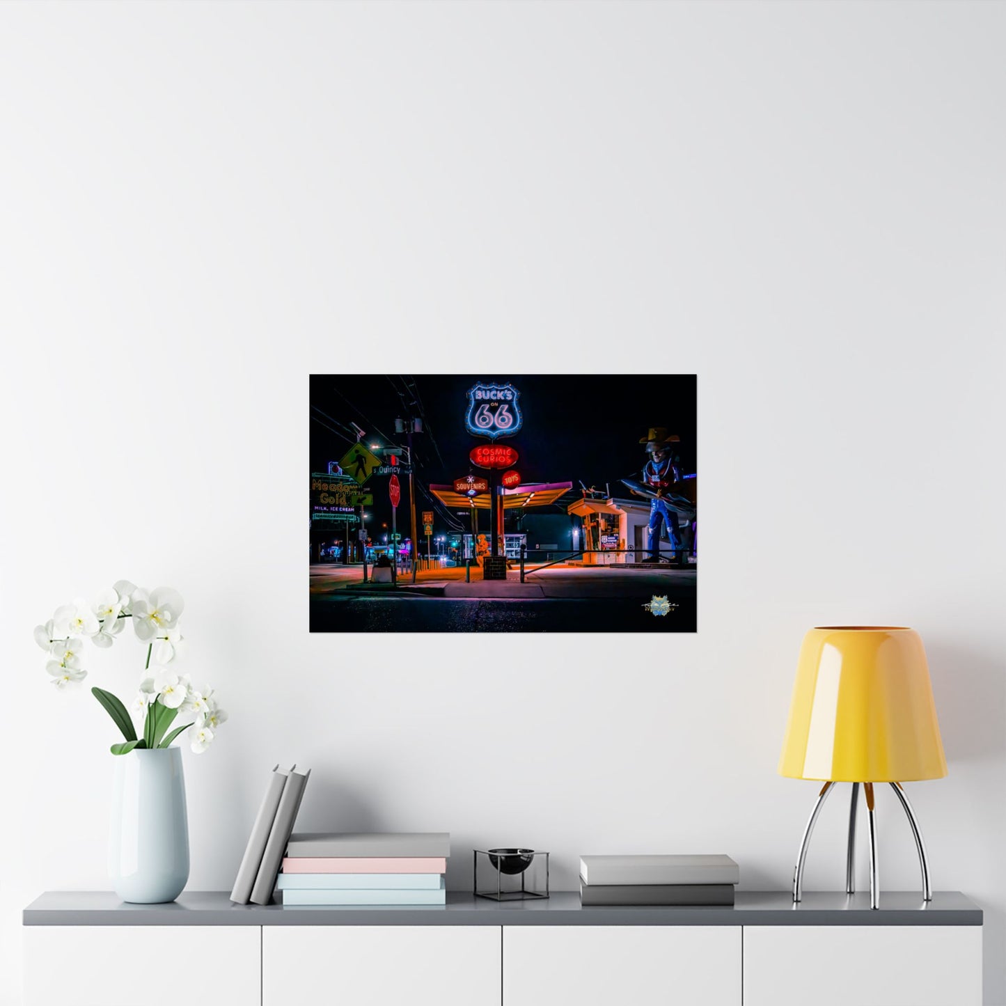 "Neon Pulse on Route 66" Photo Poster