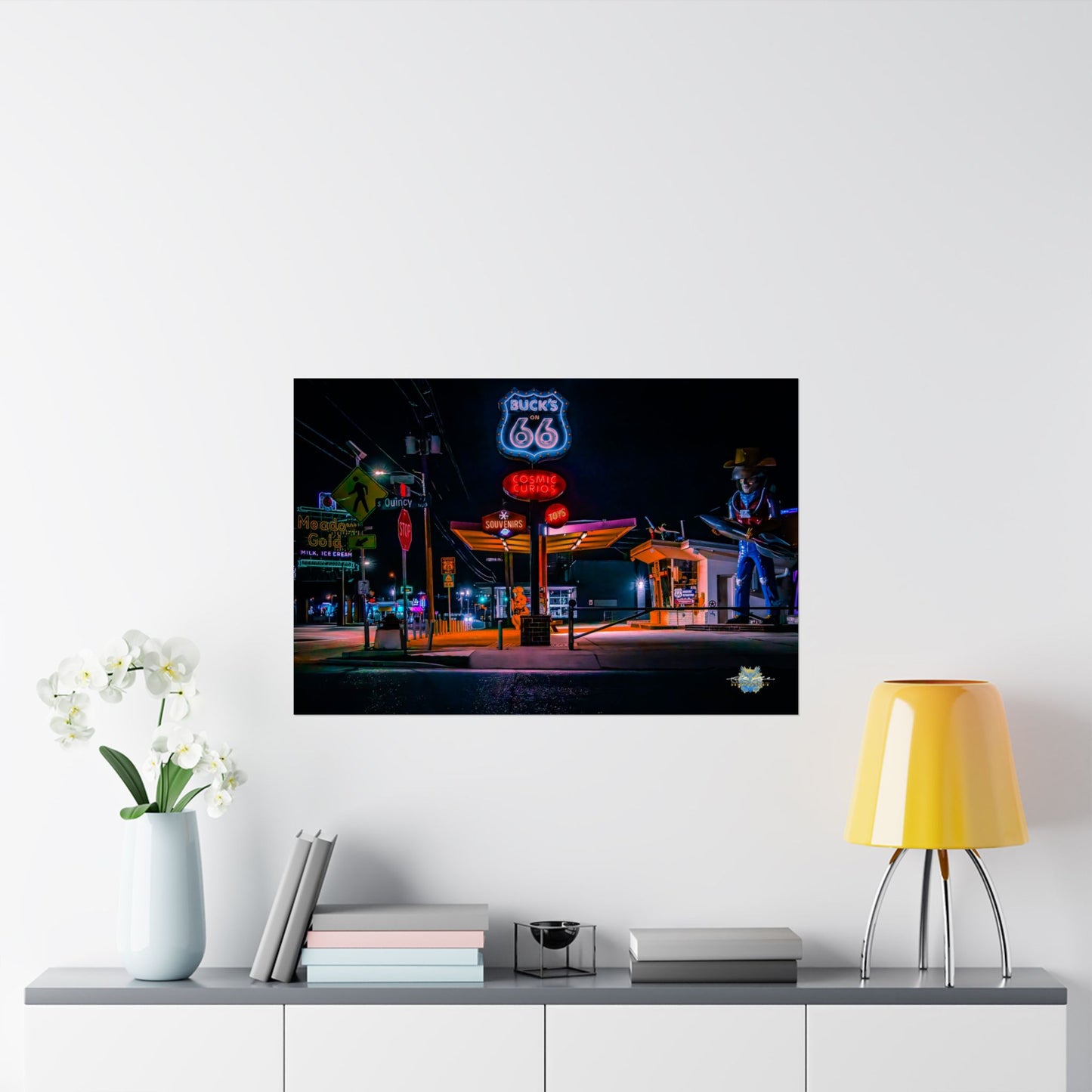 "Neon Pulse on Route 66" Photo Poster