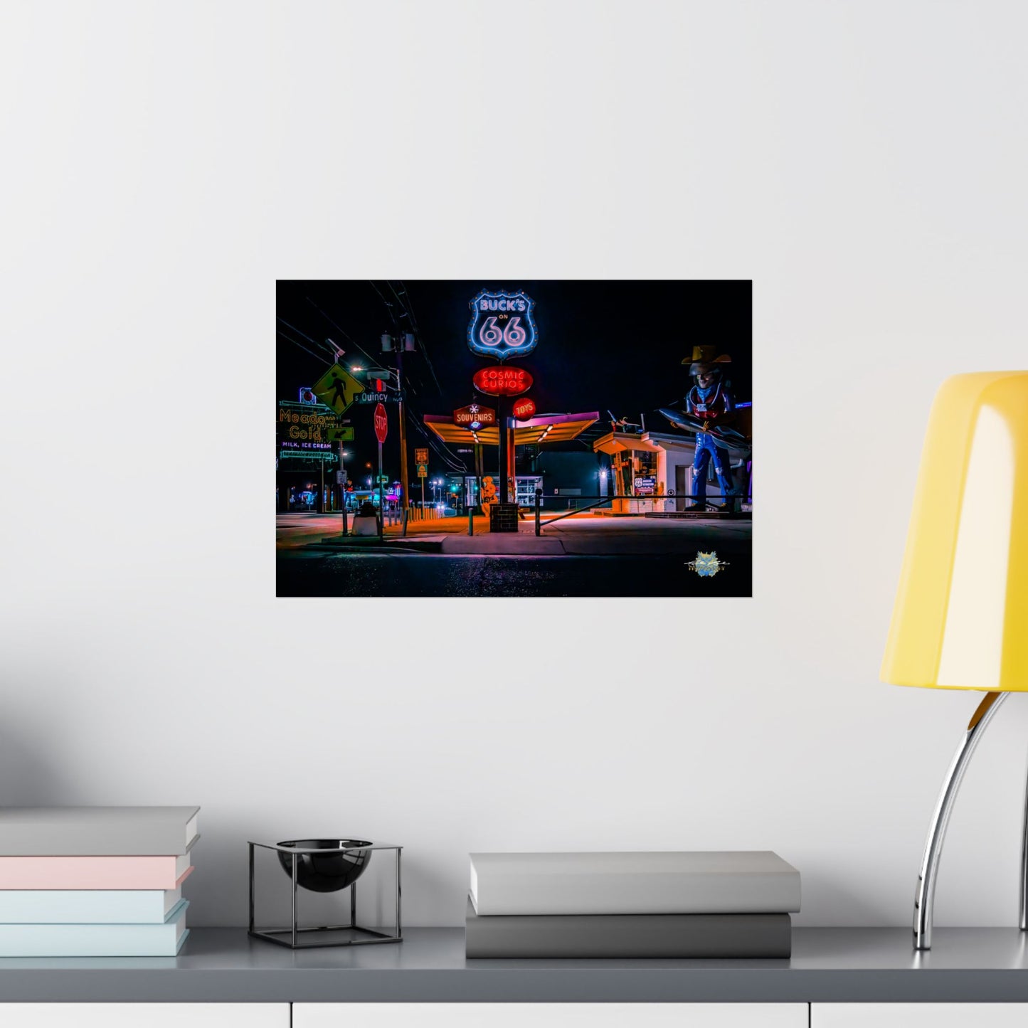 "Neon Pulse on Route 66" Photo Poster