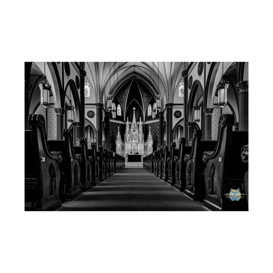 "Sanctuary in Shadows" – Black & White Photo Poster