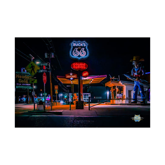 "Neon Pulse on Route 66" Photo Poster