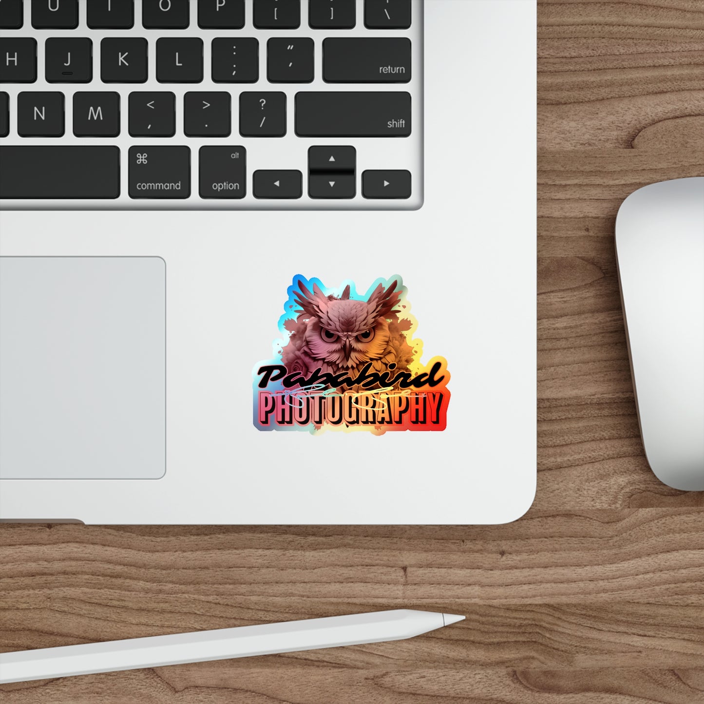 Papabird Photography Logo Holographic Die-Cut Stickers